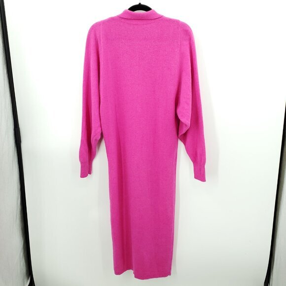 VTG Outlander Lambswool/Angora-Blend Polo Neck Relaxed Fit Sweater Dress M Pink - Picture 2 of 13